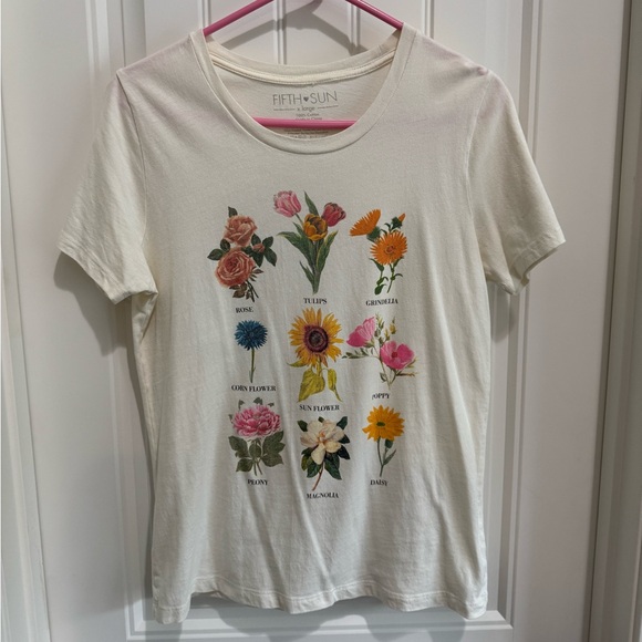 Fifth Sun White Tee with Floral Print - Picture 1 of 1